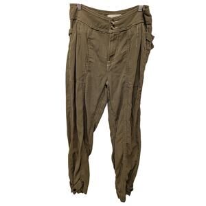 Anthropologie Jackson Utility Tapered Pant Olive Green Gorpcore Streetwear Linen